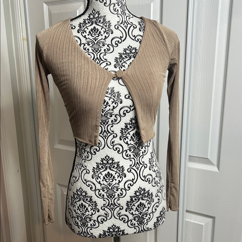 Naked Wardrobe Beige Long Sleeve Cardigan XS